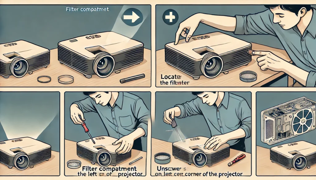 step 2 of cleaning projector filter