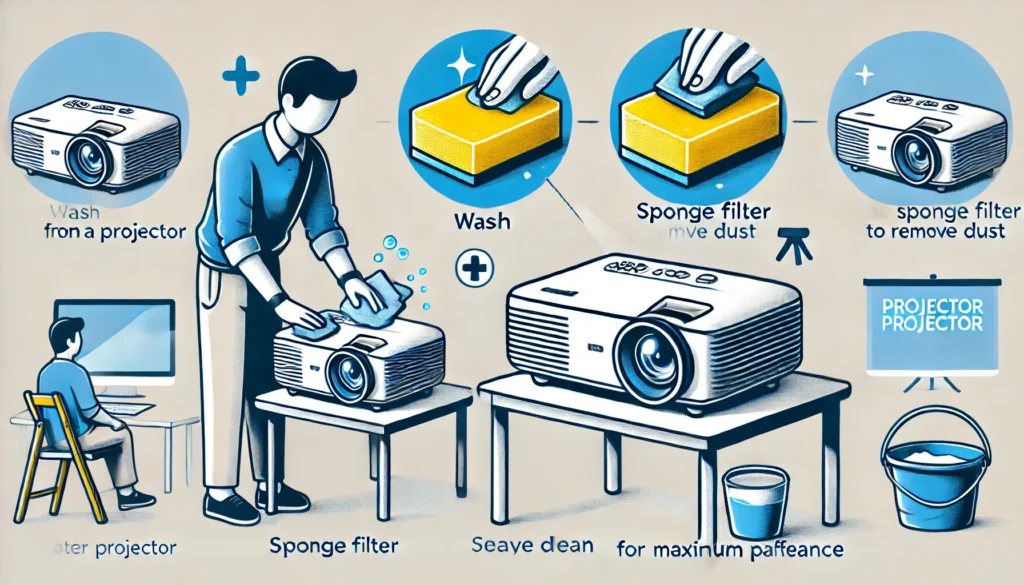 step 4 of cleaning projector filter