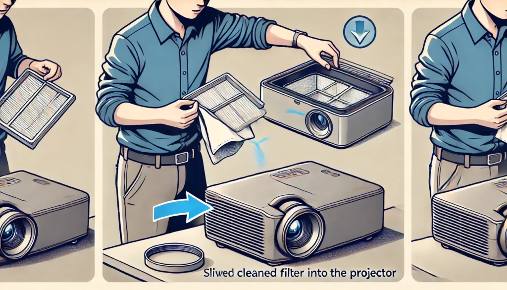 step 6 of cleaning projector filter